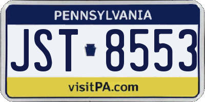 PA license plate JST8553