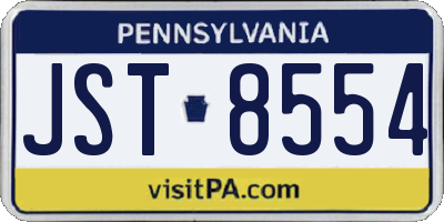 PA license plate JST8554