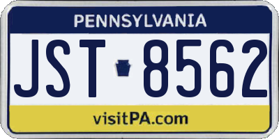 PA license plate JST8562