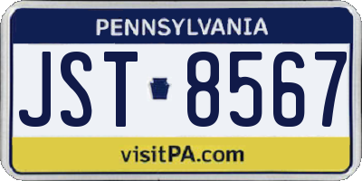 PA license plate JST8567