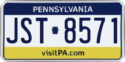 PA license plate JST8571