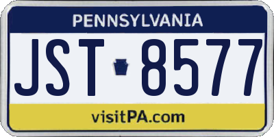 PA license plate JST8577