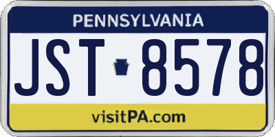PA license plate JST8578