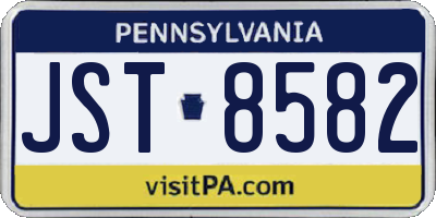 PA license plate JST8582