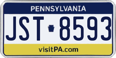 PA license plate JST8593