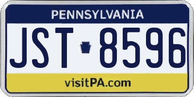 PA license plate JST8596
