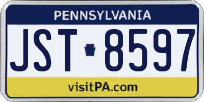 PA license plate JST8597