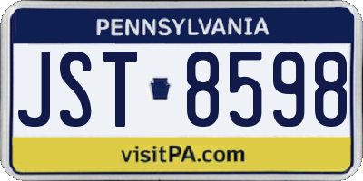 PA license plate JST8598