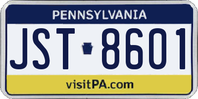 PA license plate JST8601
