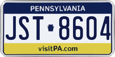 PA license plate JST8604
