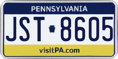 PA license plate JST8605