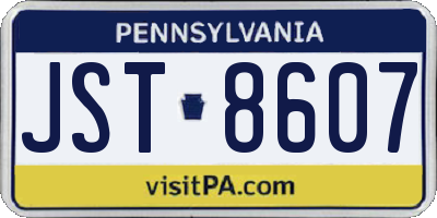 PA license plate JST8607
