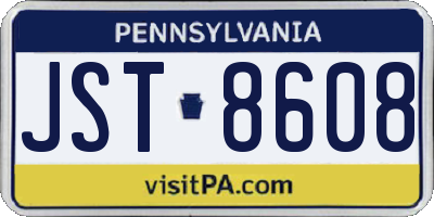 PA license plate JST8608