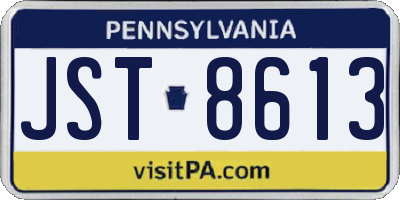 PA license plate JST8613