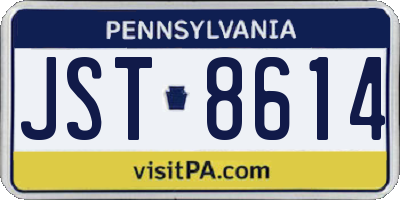 PA license plate JST8614