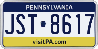PA license plate JST8617