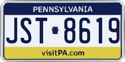 PA license plate JST8619