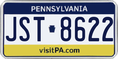 PA license plate JST8622