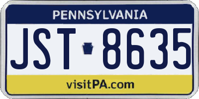 PA license plate JST8635
