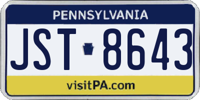 PA license plate JST8643