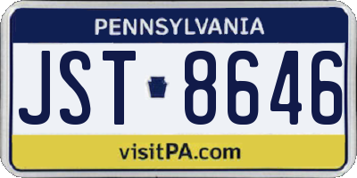 PA license plate JST8646