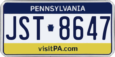 PA license plate JST8647