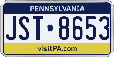 PA license plate JST8653