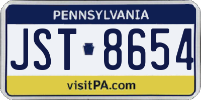 PA license plate JST8654