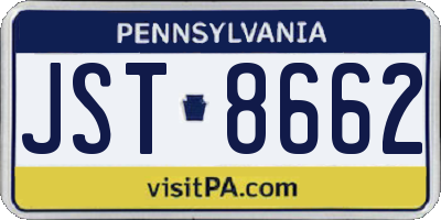 PA license plate JST8662