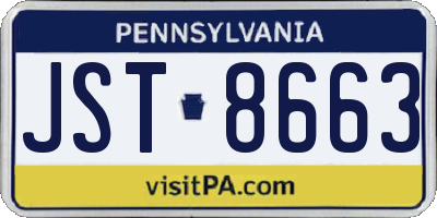PA license plate JST8663