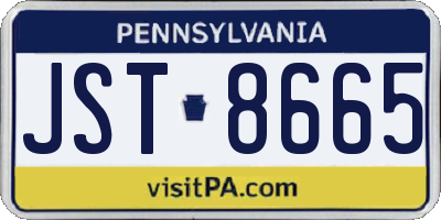 PA license plate JST8665
