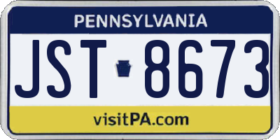 PA license plate JST8673