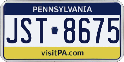PA license plate JST8675