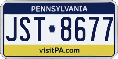 PA license plate JST8677