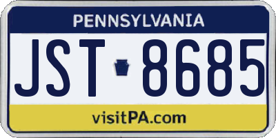 PA license plate JST8685