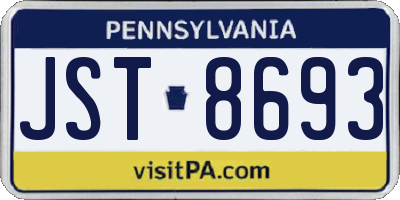 PA license plate JST8693