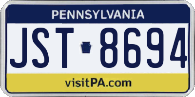 PA license plate JST8694