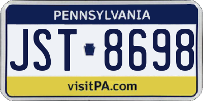 PA license plate JST8698