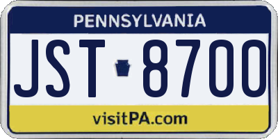 PA license plate JST8700