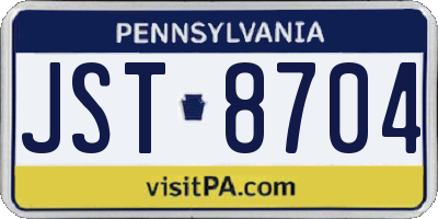 PA license plate JST8704