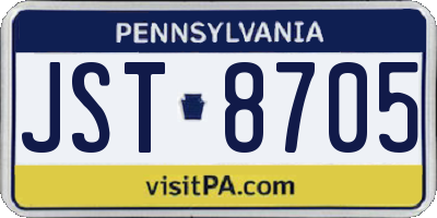 PA license plate JST8705