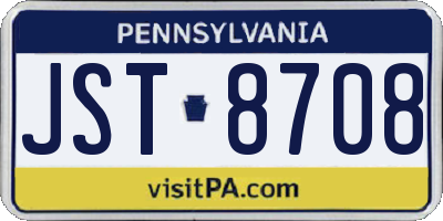 PA license plate JST8708