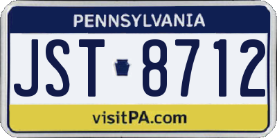 PA license plate JST8712