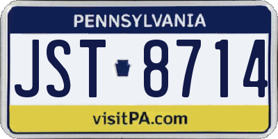 PA license plate JST8714