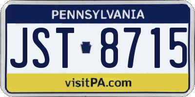 PA license plate JST8715