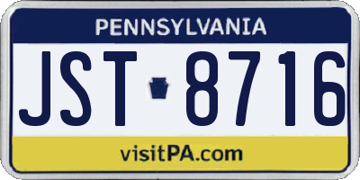 PA license plate JST8716