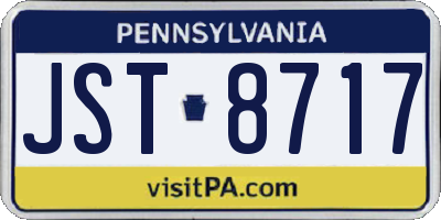 PA license plate JST8717
