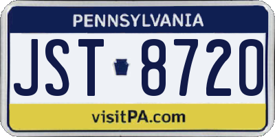 PA license plate JST8720