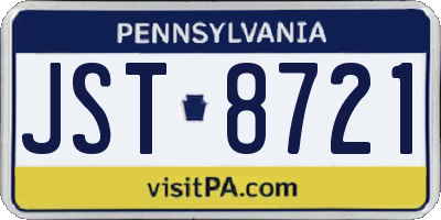 PA license plate JST8721
