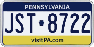 PA license plate JST8722